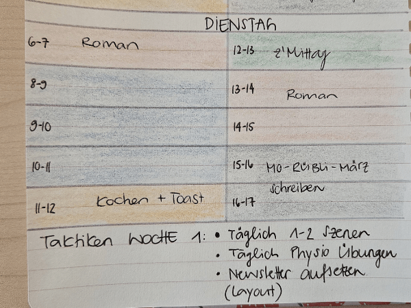 Eine mögliche Tagesplanung